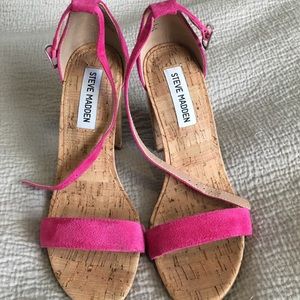 Steve Madden pink suede and cork heel